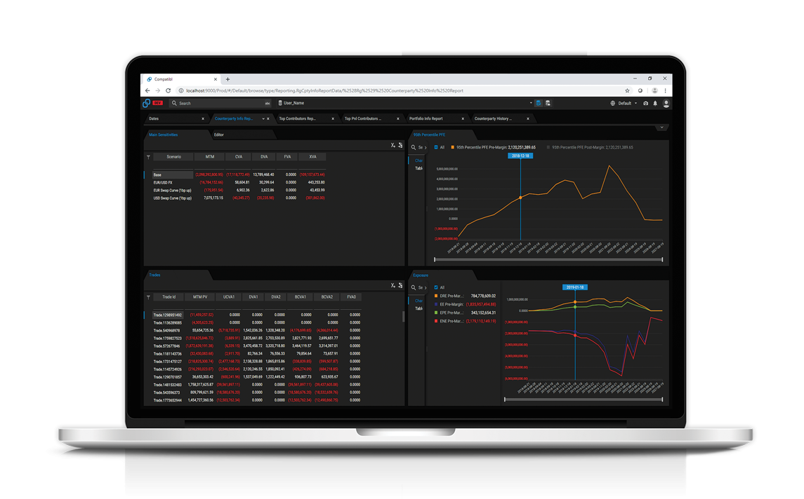 classy PC screen showing CompatibL risk management cloud software